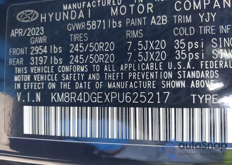 2023 Hyundai Palisade Sel из США, поврежденный, VIN KM8R4DGEXPU625217